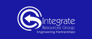 Blue background with white logo for Integrate Resources Group